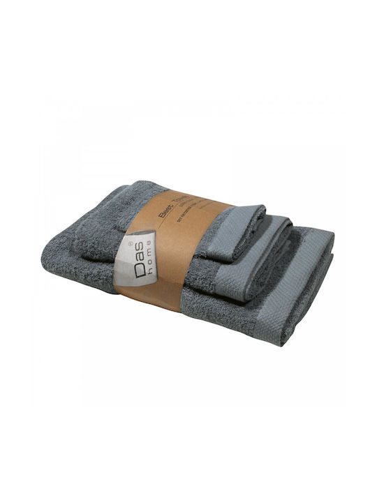 Das Home 3pc Bath Towel Set Gray Weight 480gr/m²