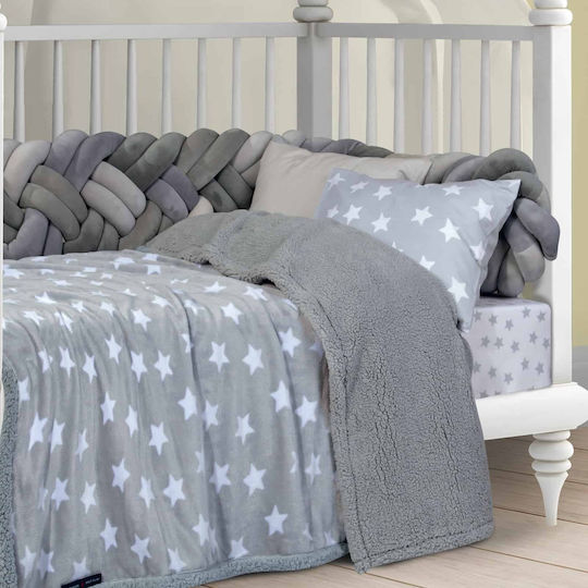 Das Home Κουβέρτα Αγκαλιάς & Λίκνου Fleece Γκρι 80x110εκ.