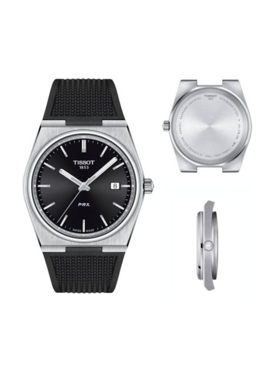 Tissot Мъжки Часовник 40мм На Батерия С Черна Кожена Каишка