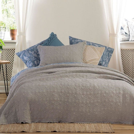 Nef-Nef Homeware Laren Blue Kissenbezug-Set Gesteppt Beige 52x72cm.