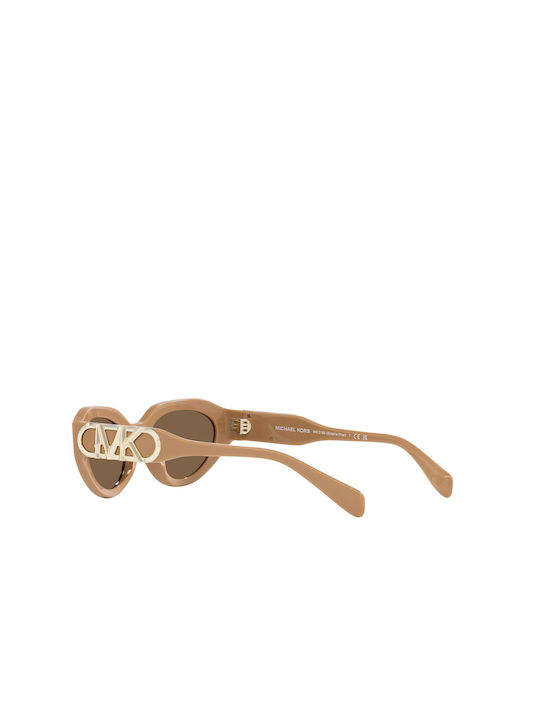 Michael Kors Women's Sunglasses with Beige Plastic Frame and Brown Lens