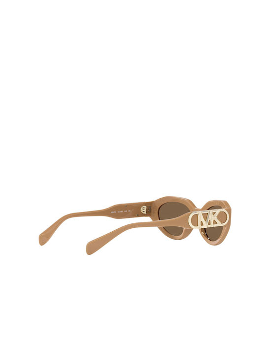 Michael Kors Women's Sunglasses with Beige Plastic Frame and Brown Lens