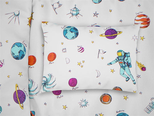 Dimcol Space Бебешки Чаршаф За Количка Памук с ластик Бял 70x140бр