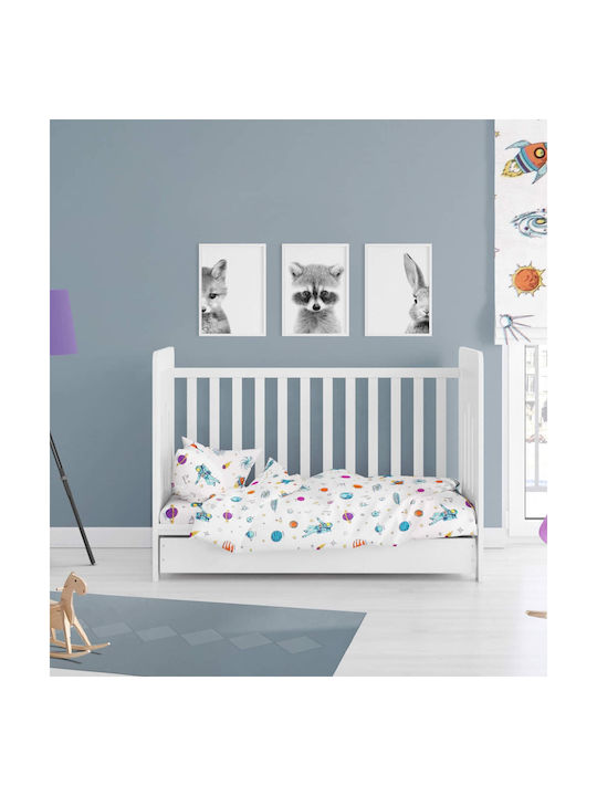 Dimcol Space Бебешки Чаршаф За Количка Памук с ластик Бял 70x140бр