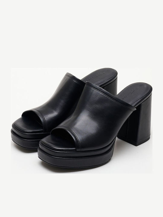 Mules mit Chunky Hoch Absatz in Schwarz Farbe