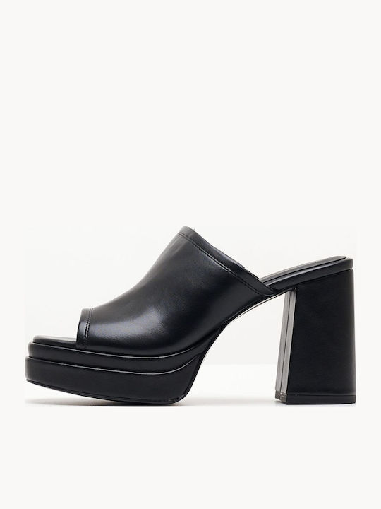 Mules mit Chunky Hoch Absatz in Schwarz Farbe