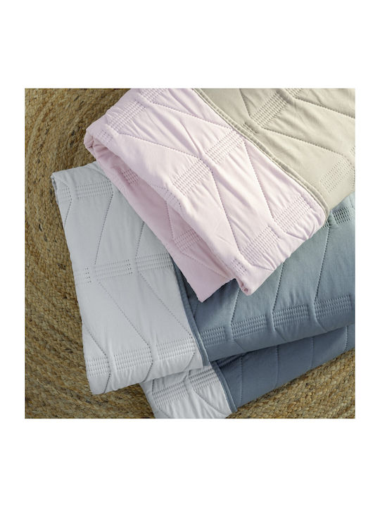 Nima Simple Coverlet Queen Size Microfiber Pink / Light Brown 220x240cm