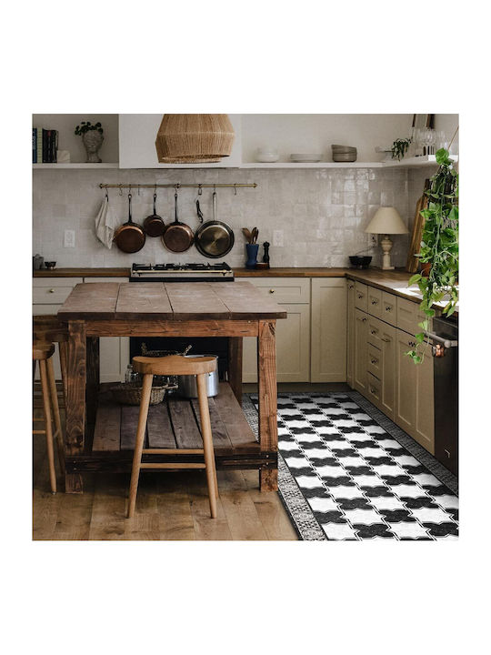 Ango Marble Chess Kitchen Waterproof Anti-Slip Mat Runner Black 50x180cm