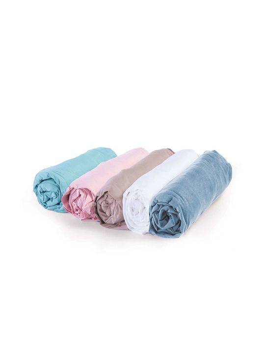 Nef-Nef Homeware Jersey Бебешки Чаршаф За Количка Фланела с ластик Бежов 70x140бр