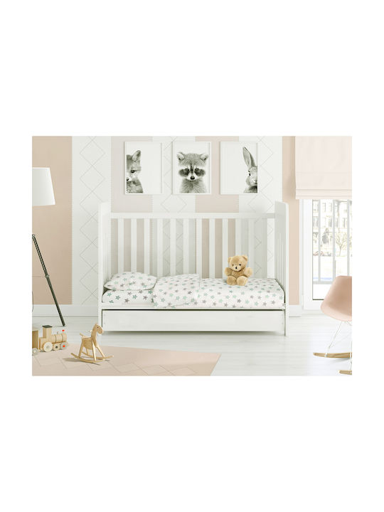 Dimcol Star Baby Sheet Cradle Cotton Green 80x110cm