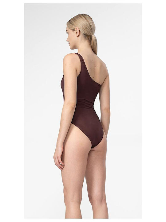 4F One-Piece Swimsuit with One Shoulder Brown