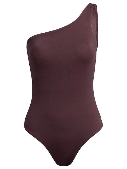 One-Piece Swimsuit with One Shoulder Brown