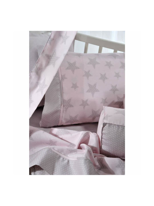 Down Town Home Baby Sheets Set Crib Cotton Satin Pink 125x175cm 3pcs