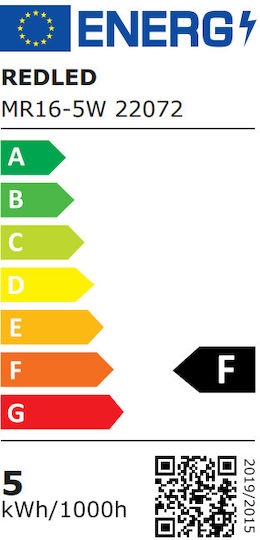 Redled Λάμπα LED 5W για Ντουί GU5.3 και Σχήμα MR16 Θερμό Λευκό 400lm
