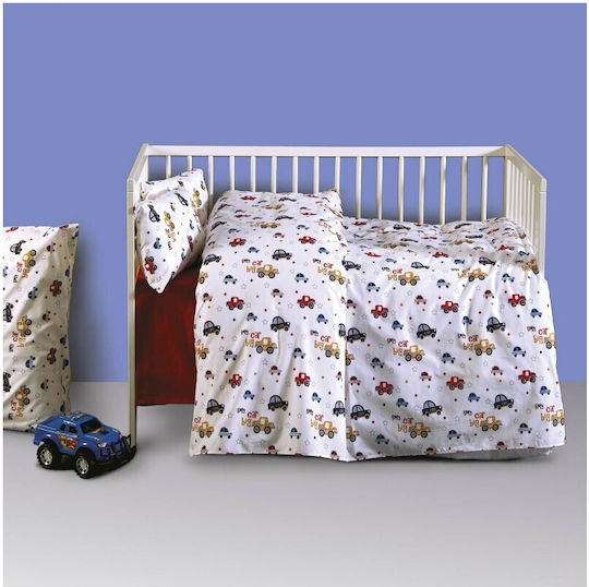 SB Home Σετ Βρεφικά Σεντόνια Κούνιας Βαμβακερά My Big Car Κόκκινα 120x160εκ. 3τμχ