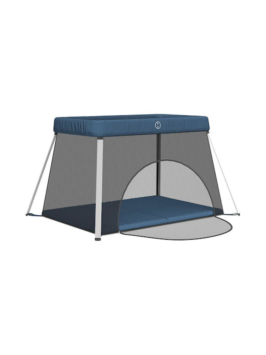 vidaXL Laufstall mit Matratze Blau 110x82cm