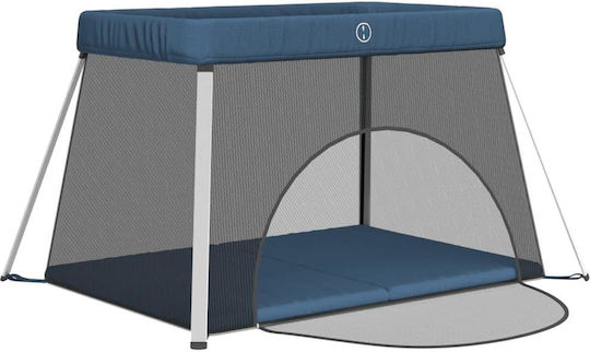 vidaXL Laufstall mit Matratze Blau 110x82cm