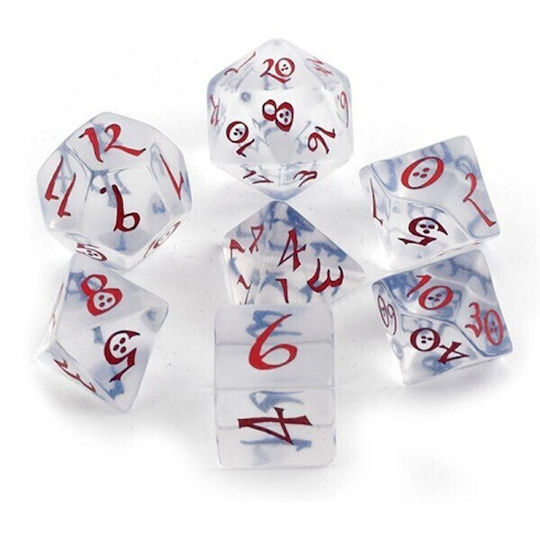 Q Workshop Classic RPG Dice Set Dice Translucent & Blue Red