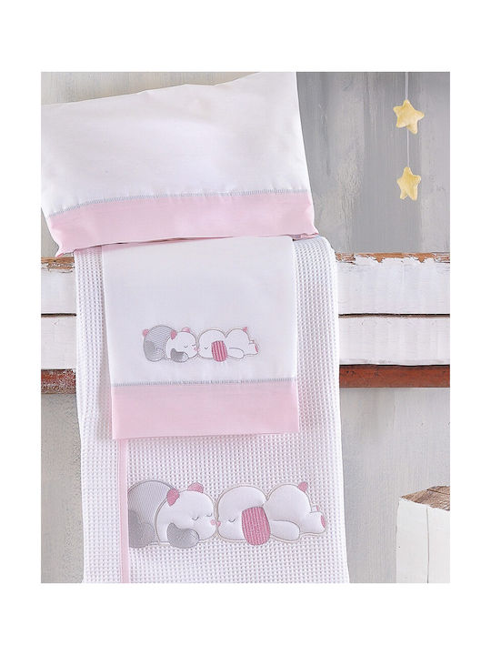 Rythmos Nap Time Baby Sheets Set Crib Cotton Pink 100x160cm 3pcs 110-903-2018