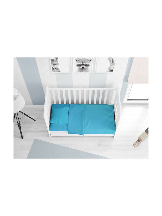 Dimcol Solid Baby Sheets Set Crib Cotton Turquoise 120x160cm 3pcs