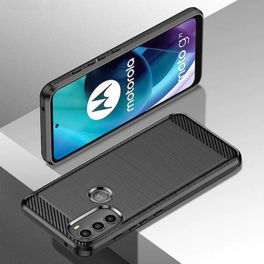 Techsuit Carbon Задна корица Силикон Черен (Moto G71 5G)