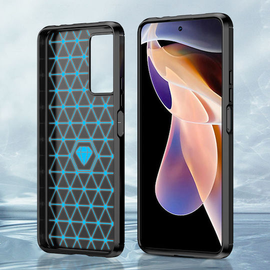 Techsuit Carbon Umschlag Rückseite Silikon Schwarz (Redmi Note 11 Pro+ 5G)