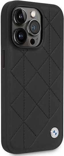 BMW Leather Quilted Back Cover Δερματίνης / Πλαστικό Μαύρο (iPhone 14 Pro)