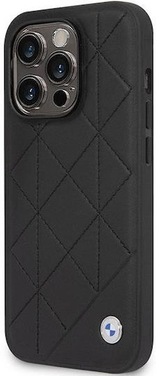 BMW Leather Quilted Back Cover Δερματίνης / Πλαστικό Μαύρο (iPhone 14 Pro)