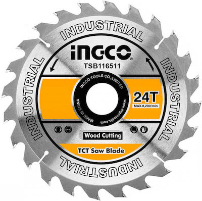 Ingco TSB116511 Дискове за рязане Дърво 165мм с 24 зъба 1бр