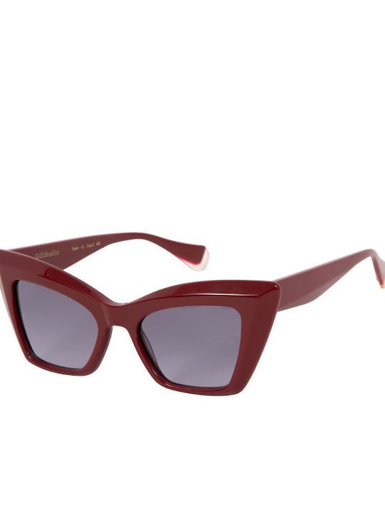 Gigi Barcelona Rosalie Damen Sonnenbrille mit Rot Kunststoff Gestell und Gray Linse 6761/6