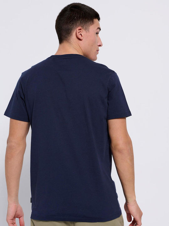 Funky Buddha Ανδρικό T-shirt Navy Μπλε με Στάμπα