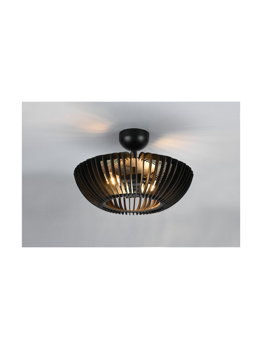 Trio Lighting Colino Μοντέρνα Γυάλινη Πλαφονιέρα Οροφής με Ντουί E27 σε Μαύρο χρώμα 40cm