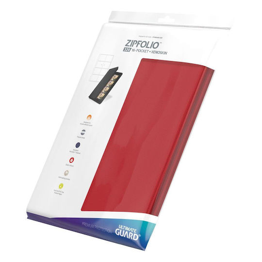 Ultimate Guard 8-Pocket Zipfolio XenoSkin Pro- Binder 4-Pocket Standard Size Red UGD010435