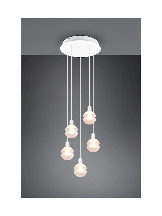 Trio Lighting Mela Pendant Chandelier for 5 Bulbs E14, E.14 White