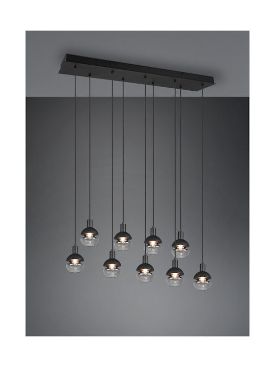 Trio Lighting Mela Μοντέρνο Κρεμαστό Φωτιστικό Πολύφωτο Ράγα για 9 Λαμπτήρες E14 σε Μαύρο Χρώμα