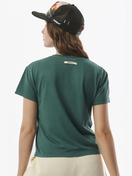 Body Action Damen Sport T-Shirt mit V-Ausschnitt Grün