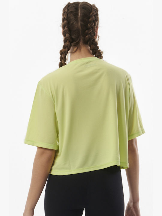 Body Action Damen Sportlich Crop T-shirt Schnell trocknend Lime
