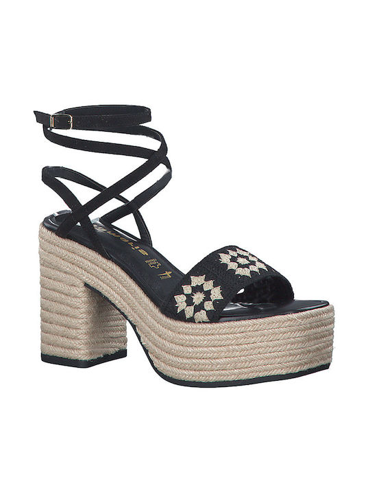 Tamaris Platform Women's Sandals Black with Chunky High Heel