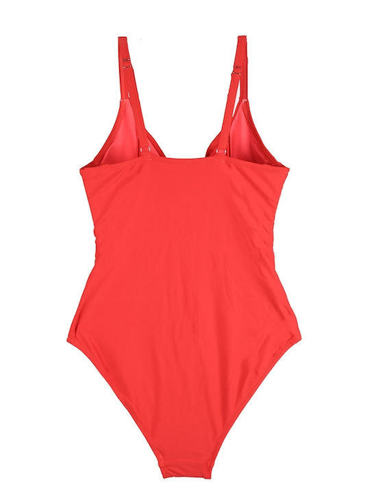 One-piece swimsuit with transparent coral