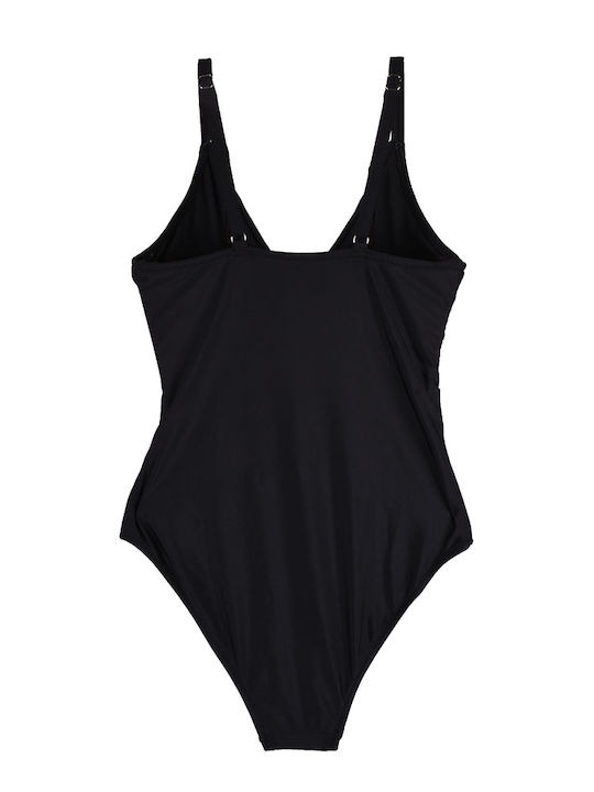 One-piece swimsuit with transparency Black