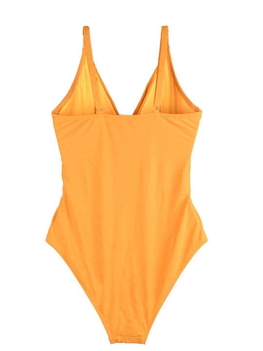 One-piece swimsuit with transparency Yellow