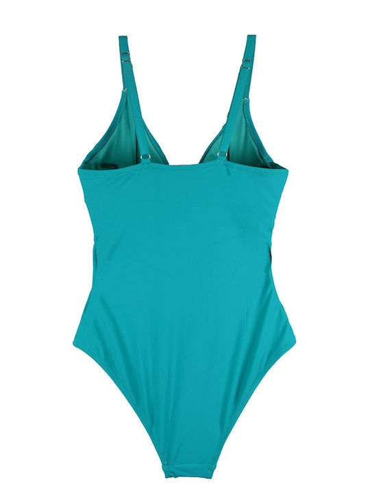 One-piece swimsuit with transparent Petrol