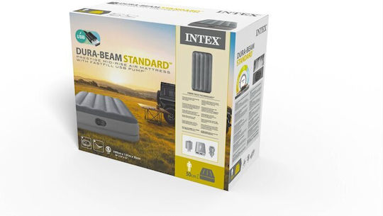 Intex Inflatable Single Air Mattress with Integrated Pump Dura-Beam Prestige 191x99x30cm