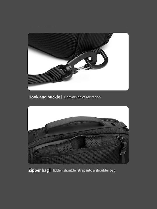Ozuko Αδιάβροχη Τσάντα Πλάτης για Laptop 15.6" με Θύρα USB σε Μαύρο χρώμα 9490