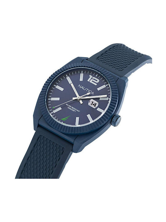 Nautica Pacific Beach Watch Battery with Blue Rubber Strap