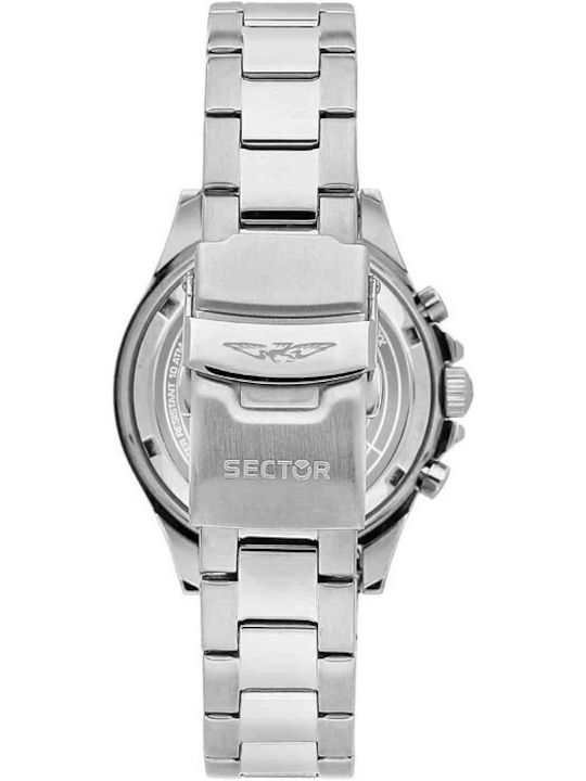 Sector Herrenuhr 39mm Chronograph Batterie mit Silbernem Edelstahlarmband