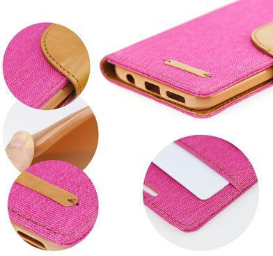 NetOne Fancy Canvas Wallet Fabric Pink Mobile Phone Case Galaxy A03