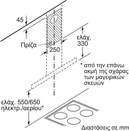 Bosch Απορροφητήρας Καμινάδα 60cm Μαύρος