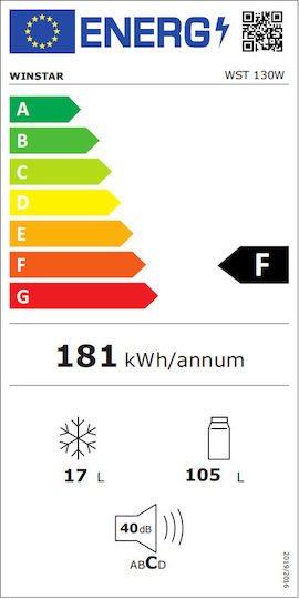 Winstar Mini Bar 122lt Υ83.8xΠ54xΒ59.5εκ. Λευκό WST 130W