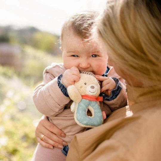 Fehn Rassel Teddybär mit Schnullerclip